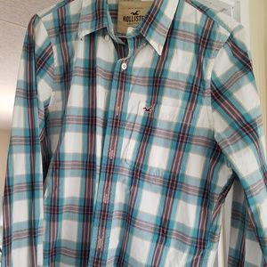 Hollister Mens Blue & White Plaid Button Down